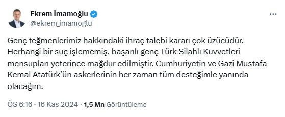 İmamoğlu genç teğmenleri destekliyor